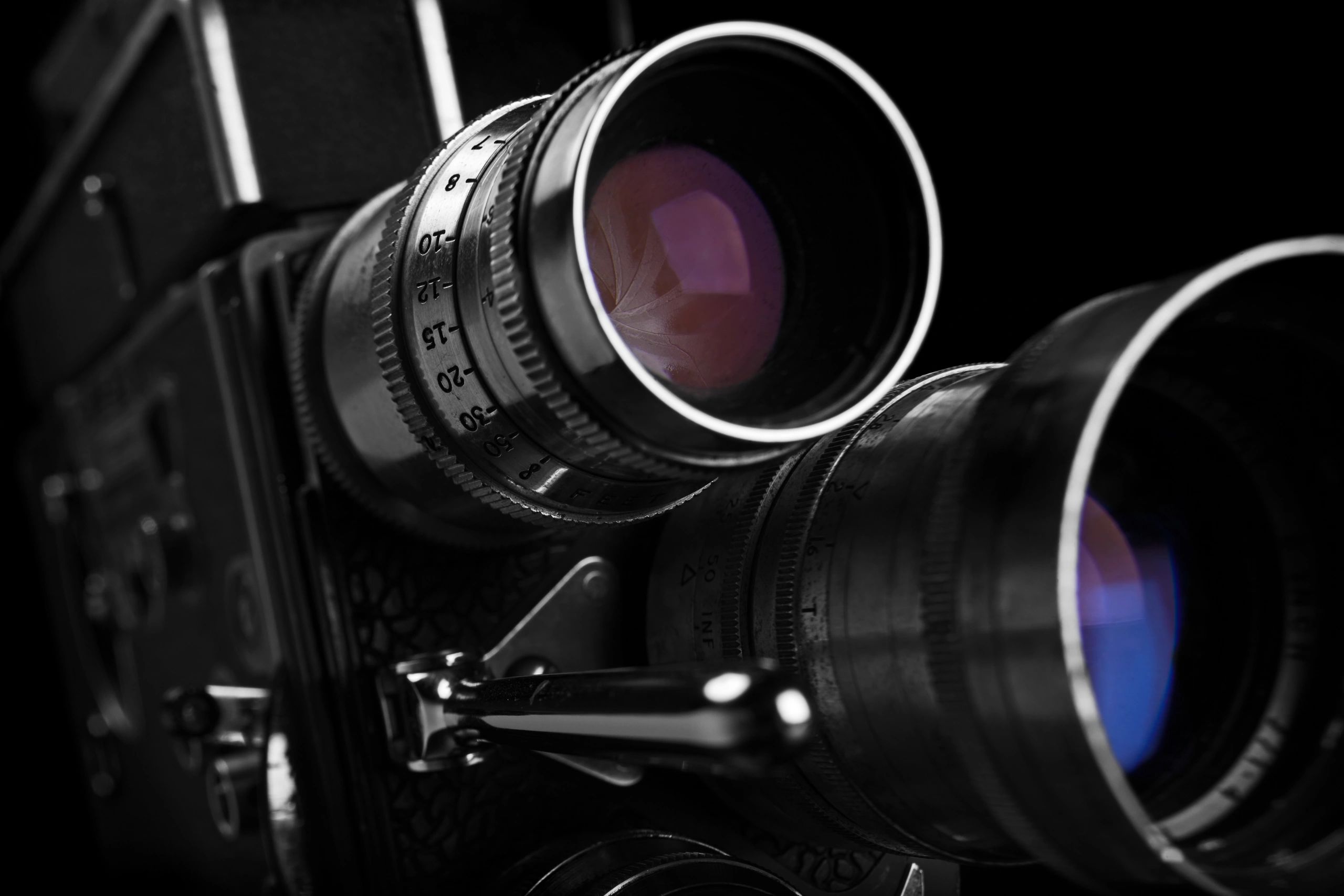 Close-up of a vintage Super 8 movie camera